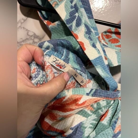 Faherty Bay Twist Dress Paradise Blossom Floral Front Slit Sleeveless Size XL - Picture 7 of 12